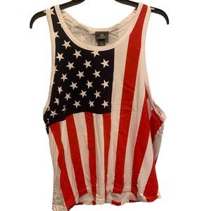 Mens H&M Sleeveless American Flag Tank Top Size L
